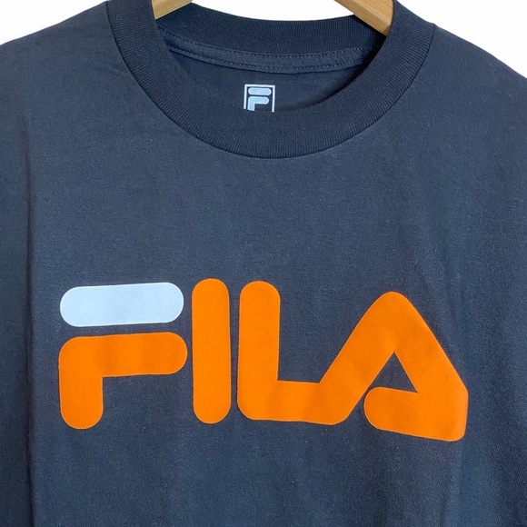Fila Logo Orange White Black Crew Neck Short Sleeve Tee Shirt Medium M - Picture 7 of 9